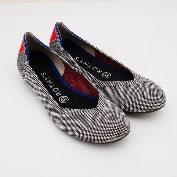 Rothy’s Round Toe Flats 7.5 Shale Cherry Ribbon Retired Ballet Shoes - Picture 1 of 5